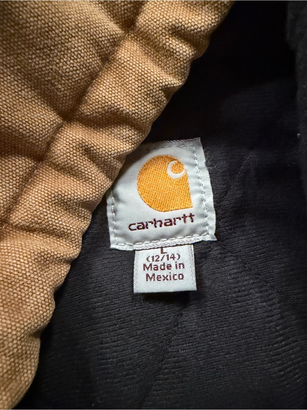 Carhartt Brown Hooded Work Coat with Black Lining - Picture 2 of 5